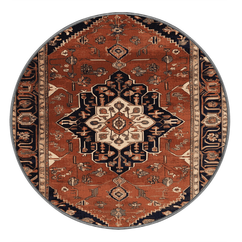 Tapis brun lavable à la machine, Rond 6 pi