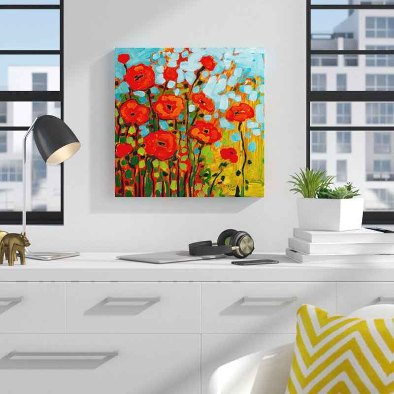 «Poppy Field» - reproduction d'art, H 8 po x l 8 po x P 1,5 po, Toile