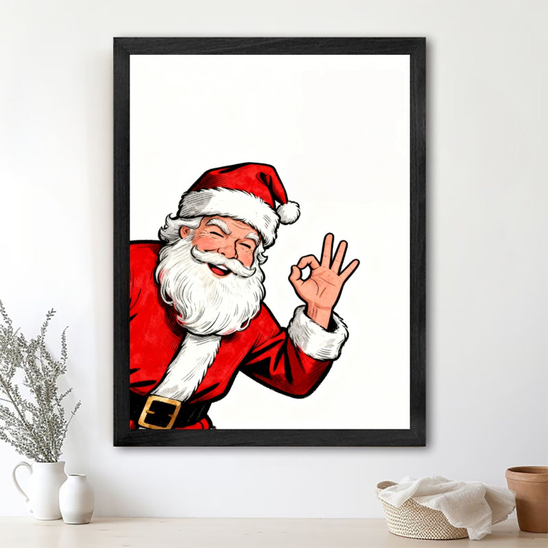 Art mural rétro noir encadré père Noël, impressions de style rétro, H 11 po x l 9 po