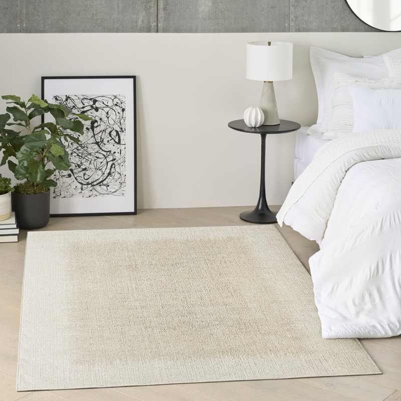 Abstract Machine Made Area Rug, Ivory Beige, Rectangle 160 x 221 cm