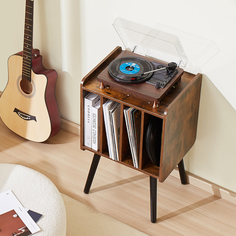 Support pour tourne-disque Disque vinyle en bois à 2 niveaux jusqu'à 100 albums brun