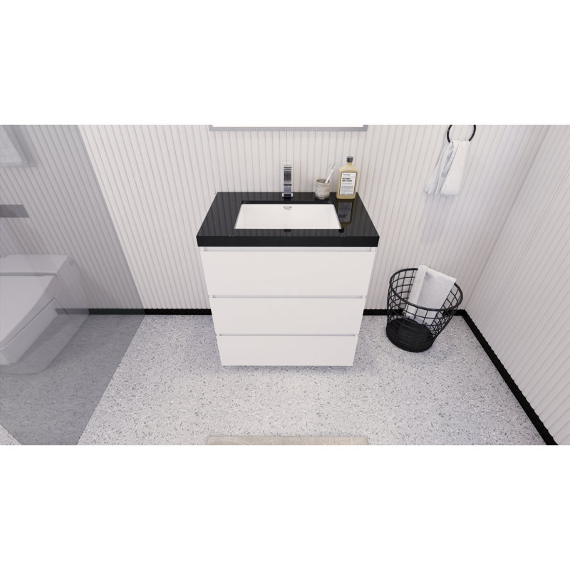 Reyes 29'' Single Bathroom Vanity Base Only, Hight Gloss White