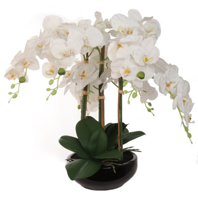 Orchid Floral Arrangement in Vase - Elegant Silk Flowers for Home and Office Decor