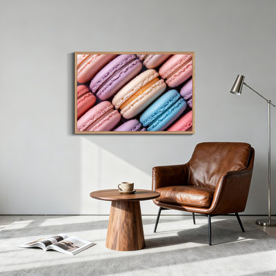 Art mural sur toile assorti, "Macarons pastels disposés en diagonale"