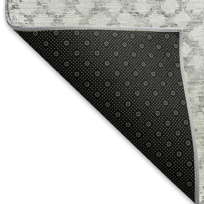 Tapis gris Prisco lavable à la machine de qualité supérieure, Rond 8 pi