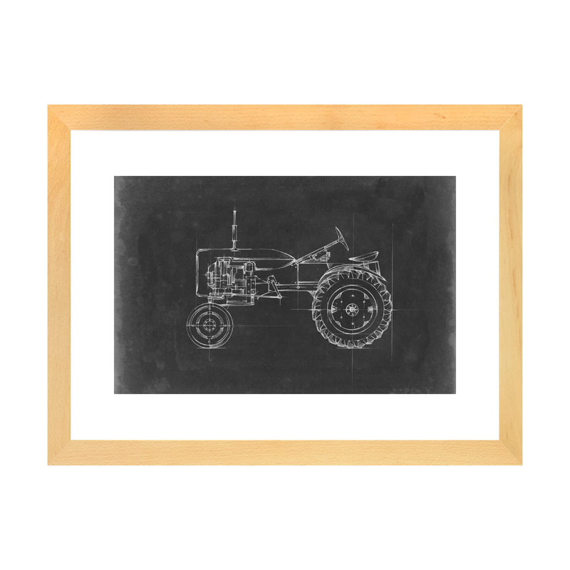 "Tractor Blueprint III" par Ethan Harper, reproduction d’art, Toile avec cadre en bois beige, H 24 po x l 32 po x P 1 po
