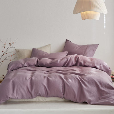TOSMO 100% Linen Duvet Cover Queen Size, Pure French Flax Natural Linen Duvet Cover with Zipper Closure & Corner Ties, Cooling Breathable Comforter Cover 3 Piece