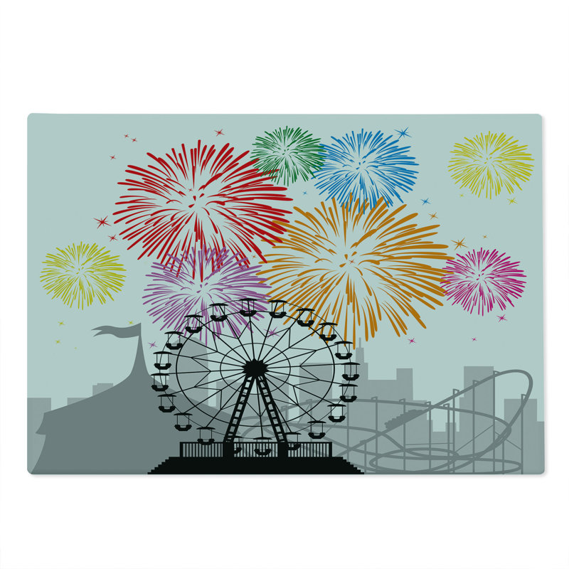 Ambesonne Ferris Wheel Cutting Board Large Size Fireworks Circus Fun Multicolor