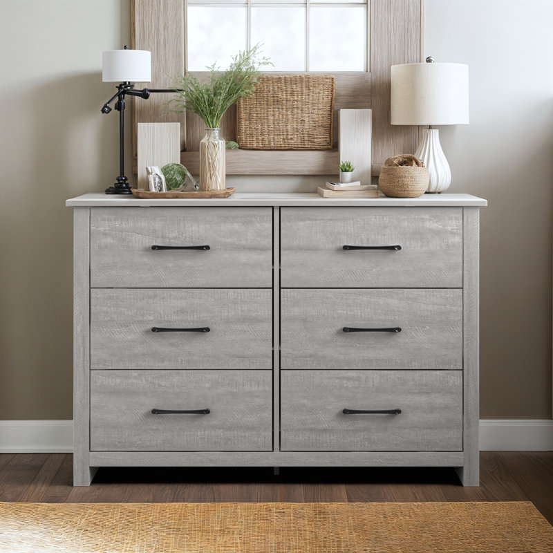 Walter 6-Drawer Double Dresser, Dusty Gray Oak