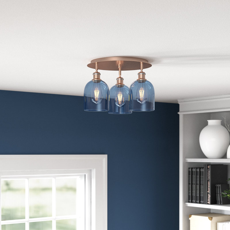 Odaniel Glass Semi Flush Mount, Antique Copper, Clear