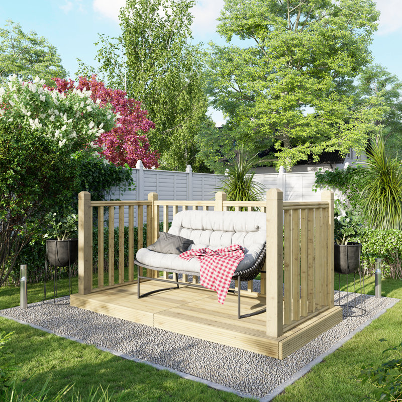 Powersheds 4 x 8ft Timber Pressure Treated Decking Kit - Handrails on Three Sides