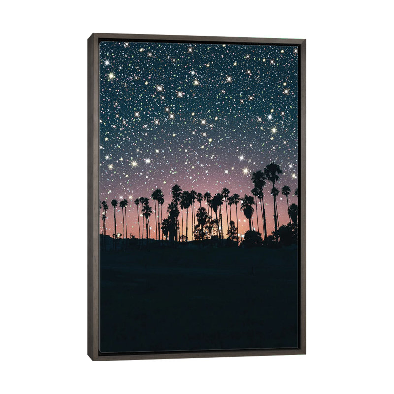 Crépuscule ciel scintillant-impression d’art graphique, H 26 po x l 18 po x 1,5 po, Cadre en bois rustique foncé