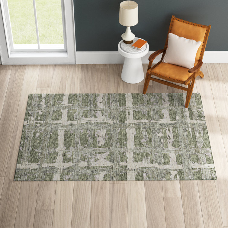 Mahaney Washable Striped Polyester Rug 