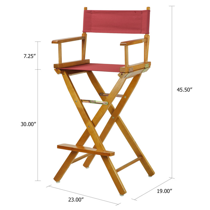 30" Folding Director Chair with Canvas, Burgundy, Honey Oak