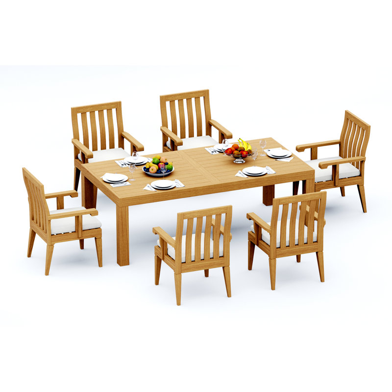 8 Seats 9 Pcs Grade-A Teak Wood Dining Set: 86" Canberra Rectangle Table And 8 Caranas Armless Chairs #11Ca1900, 6