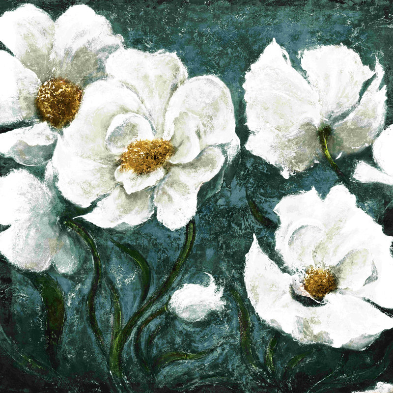 Dancing Flowers 4 - peinture sur toile tendue, H 12 po x l 12 po