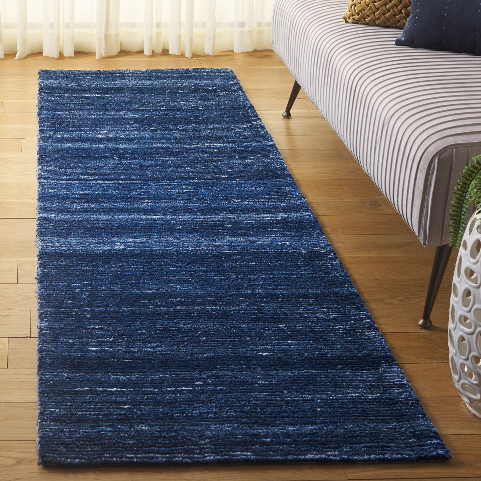 Beltsville Handmade Recycled P.E.T Blue Rug, Runner 2'3" x 8'