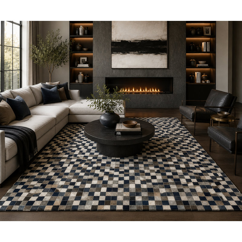 Tapis en cuir de vache Juwairia, Rectangle 9 pi x 12 pi