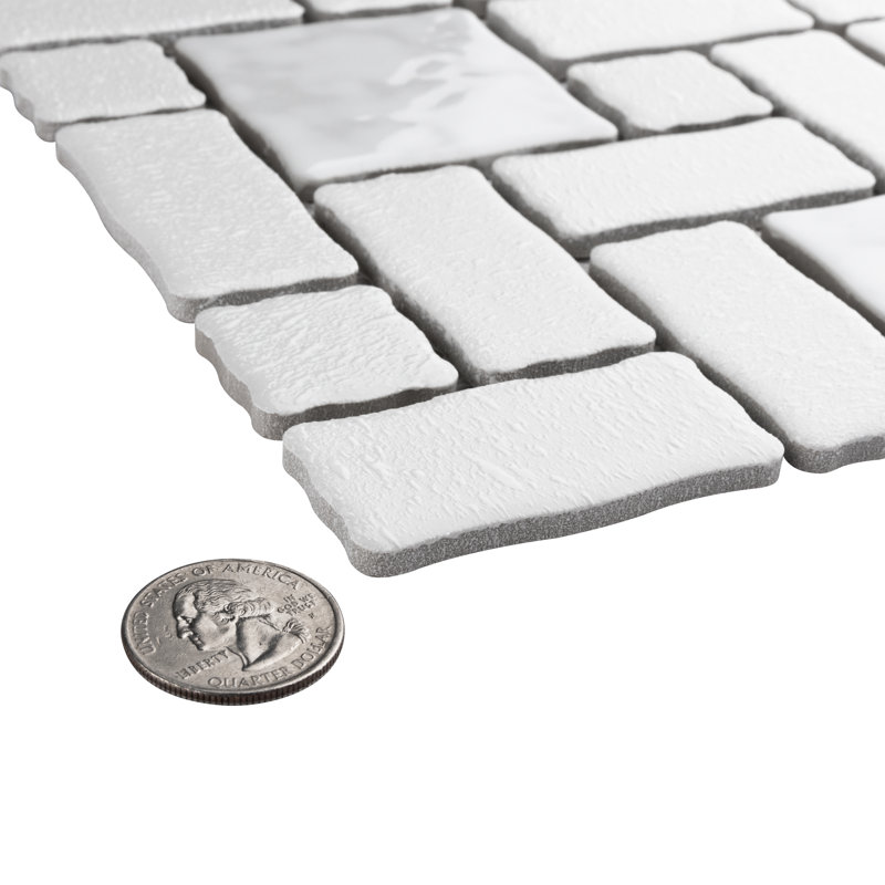 Academy Random Sized Straight Edge Porcelain Versailles Mosaic Wall & Floor Tile, White