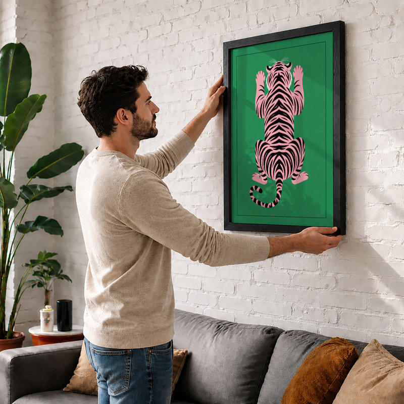 Geometric Tiger Art Deco - Framed Print, Unframed, A1 - 84.1 x 59.4 cm