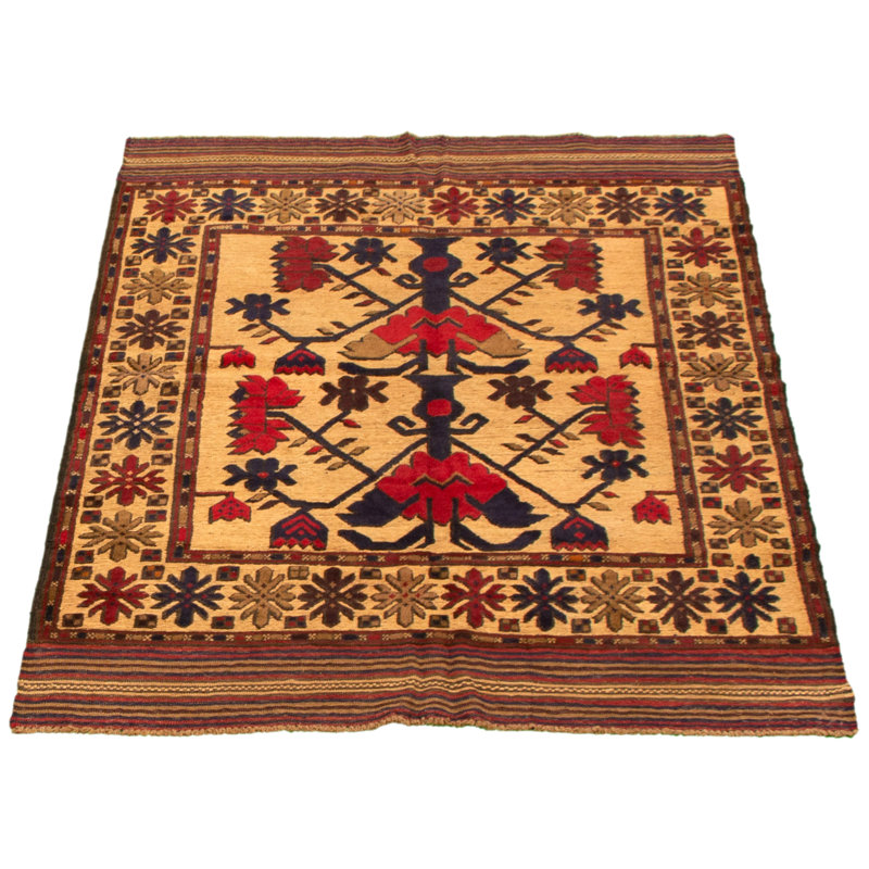 Tapis décoratif en laine noué à la main de conception unique 4 pi 2 po x 6 pi Charna New Age