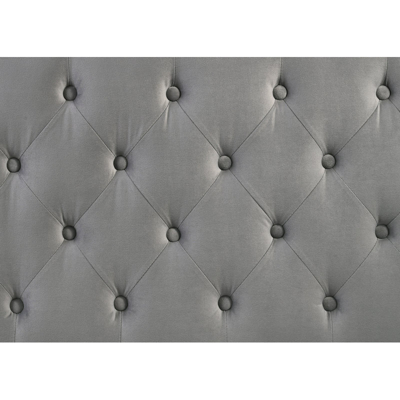 Lit tapissier Geikeline, Gris, Double