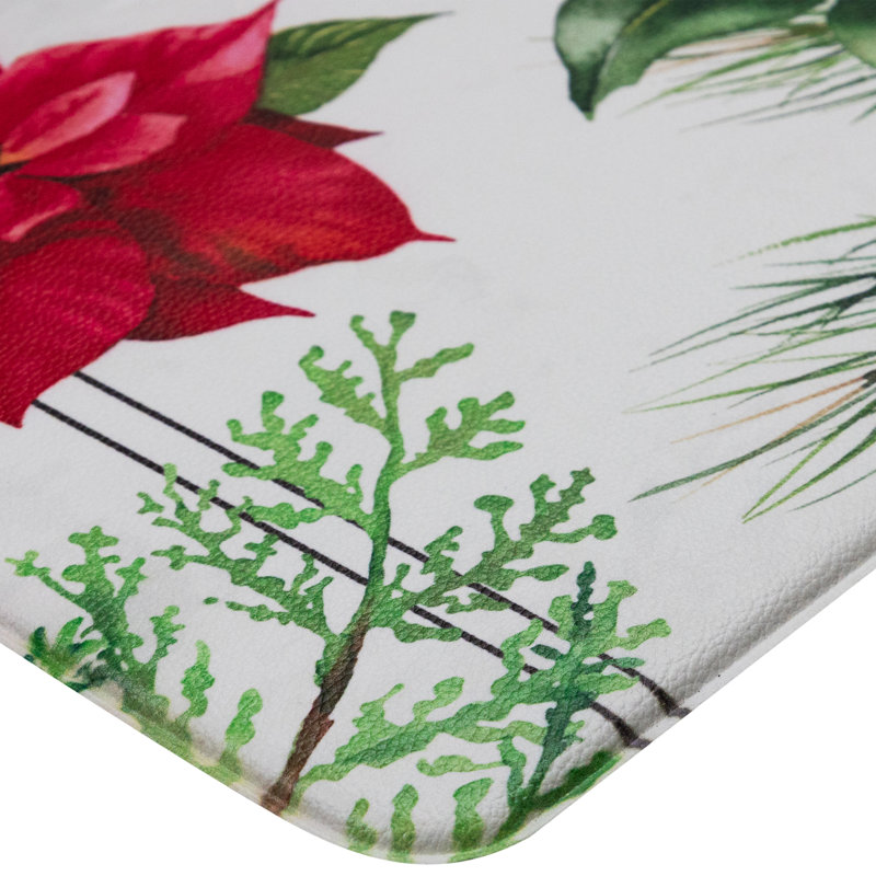Poinsettia Merry Christmas Kitchen Comfort Anti-Fatigue Floor Mat- 17.75" X 29.5"