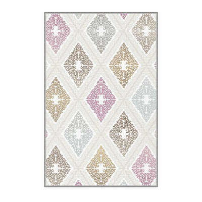 Premium Polyester Area Rug (5.2 x 7.5 ft), 100% Antibacterial, Non-Slip Underside, 0.3 in Pile Height | Machine Washable, 3D Digital Print, Durable Woven Carpet | Ideal for Living Room, Bedroom & Dining Spaces