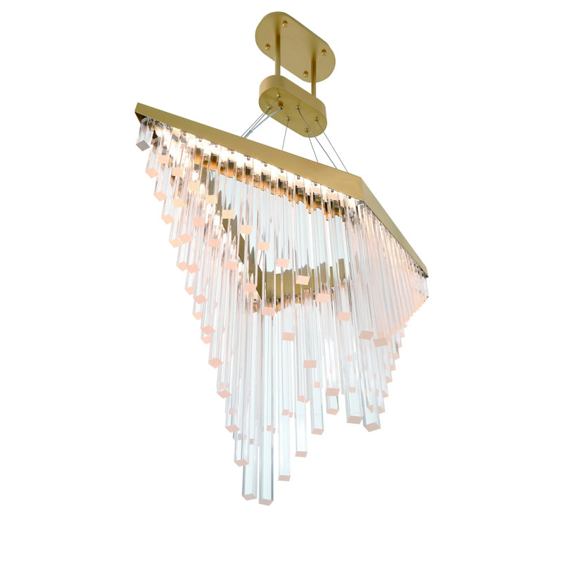 Vivien Dimmable LED Tiered Chandelier, Brushed Gold