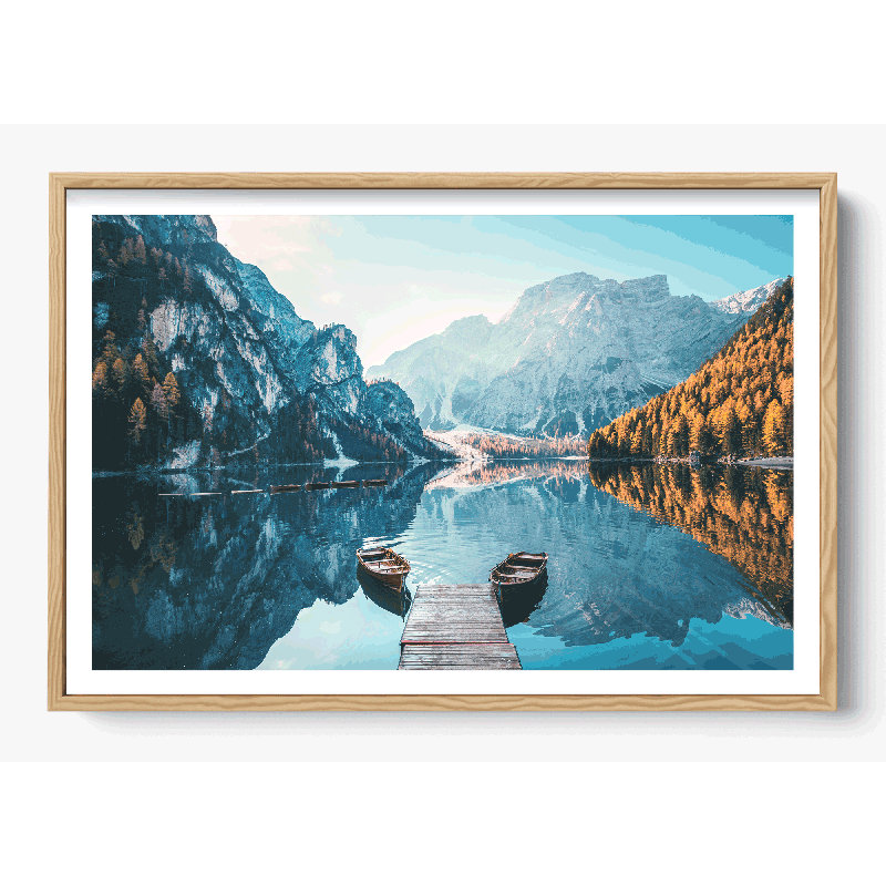 "Lago di Braies", Bois naturel, 38x26, Oui