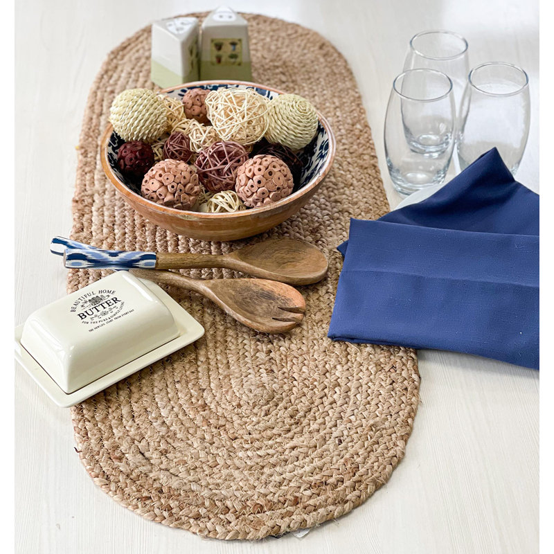 Notchietown Jute No Pattern Oval Placemat, 13" W x 36" L