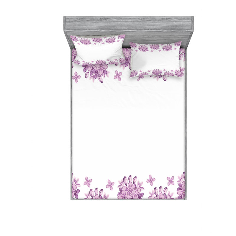 Microfiber Floral Sheet Set, Queen Sheet Set with Fitted Sheet