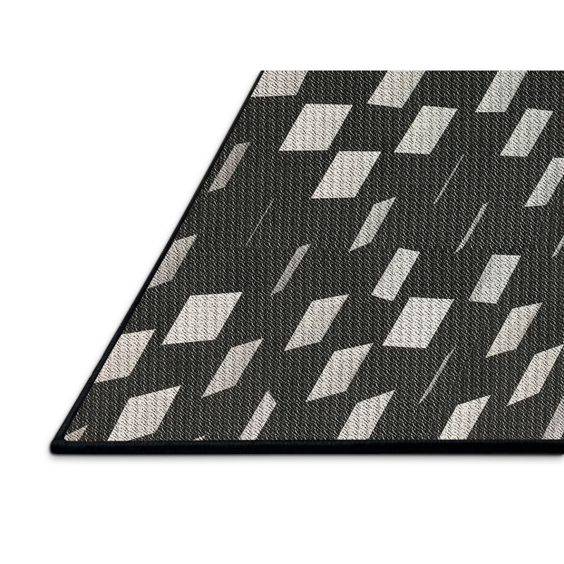 Tapis noir/blanc à motifs, Rectangle 8 pi x 10 pi
