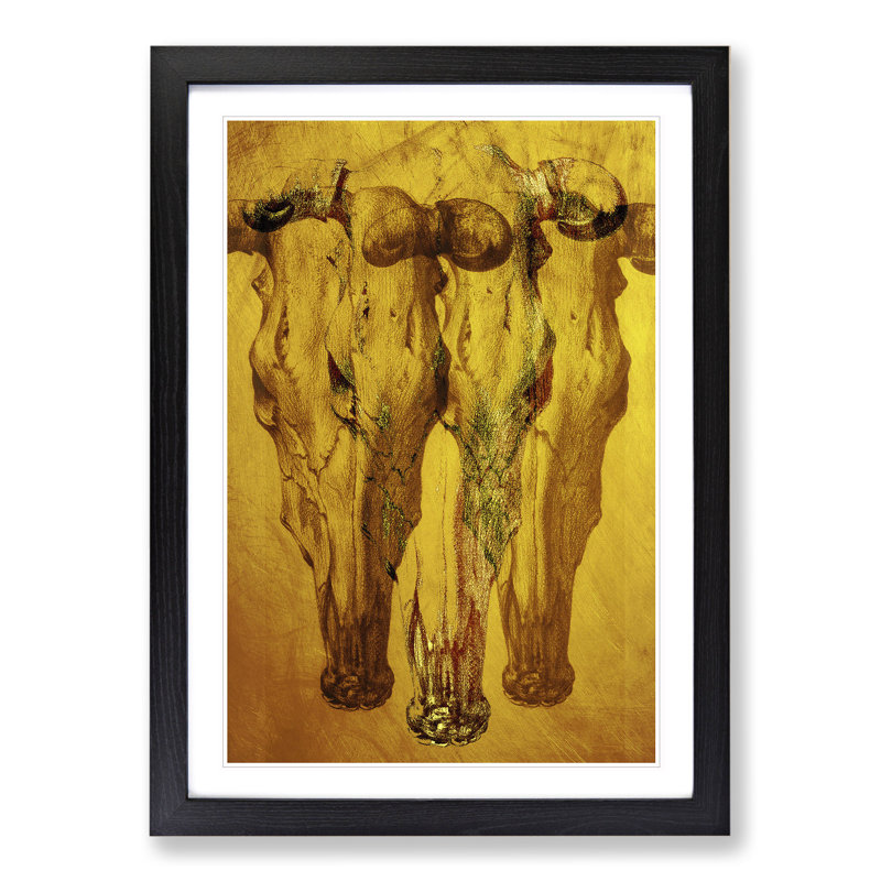 Gold Shade of Skulls - Picture Frame Painting, 36cm H x 27cm W x 2cm D, Black Framed
