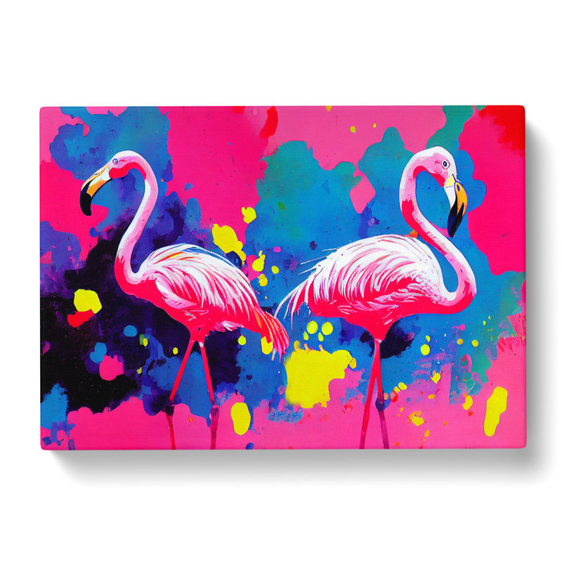 Flamingo Splash Vol.1 Abstract - Wrapped Canvas, 35cm H x 50cm W x 3cm D
