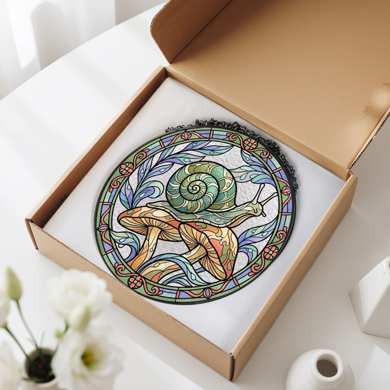 Panneau de vitrail en forme de champignon Snail H， 12 ", H 12 po