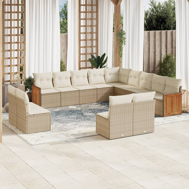 Ensemble de canapé de jardin Vidaxl beige et blanc crème