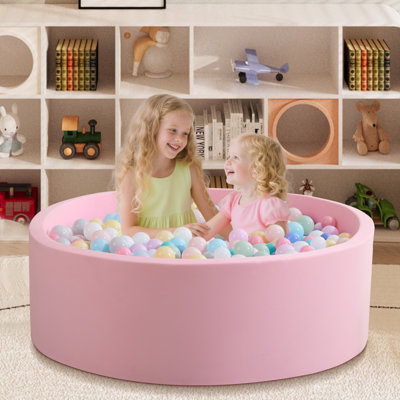 Kids Foam Ball Pit for Toddlers with Large Baby Ball Pit with Soft Memory Sponge Indoor Outdoor Toys,Pink（No Balls Included）