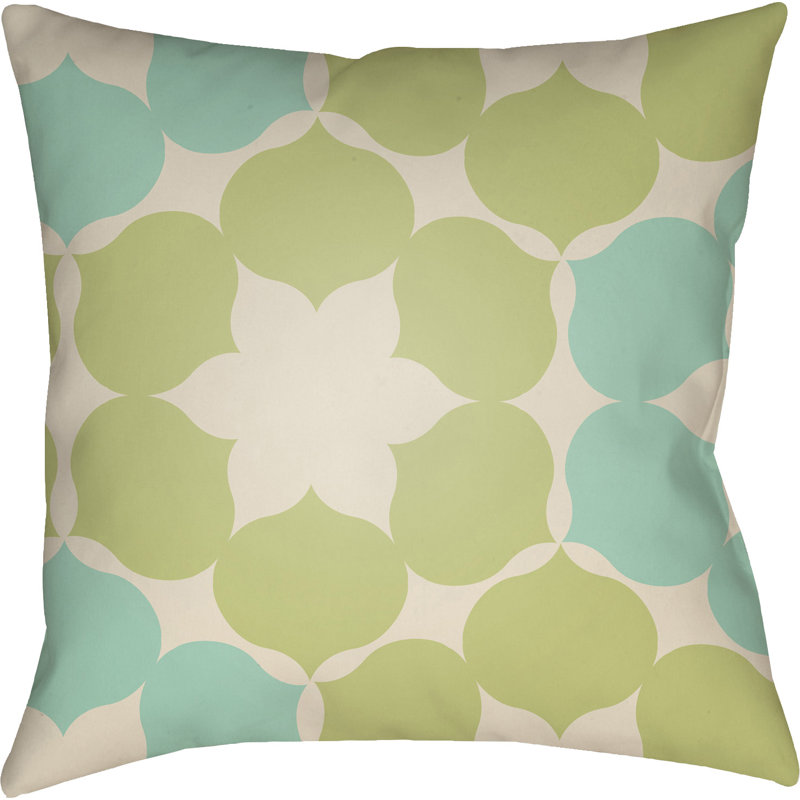Moderne Geometric Throw Pillow, Green/Turquoise, 22" H  x 22" W x 4" D