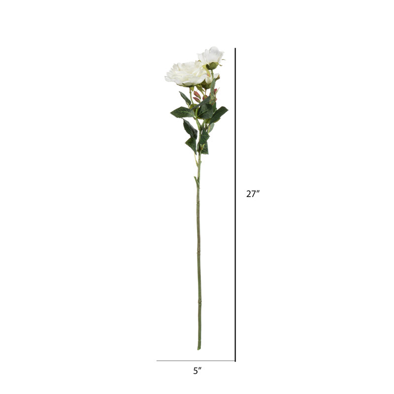 27" Artificial Rose Stem, White