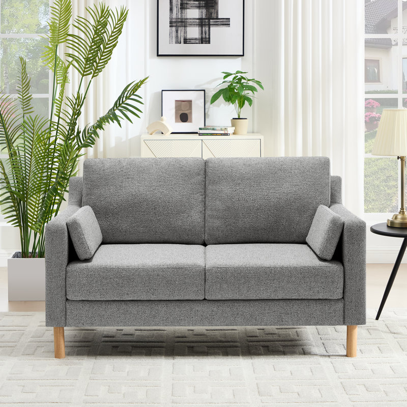 59.8'' W Modern Upholstery Loveseat Boucle, Gray Boucle