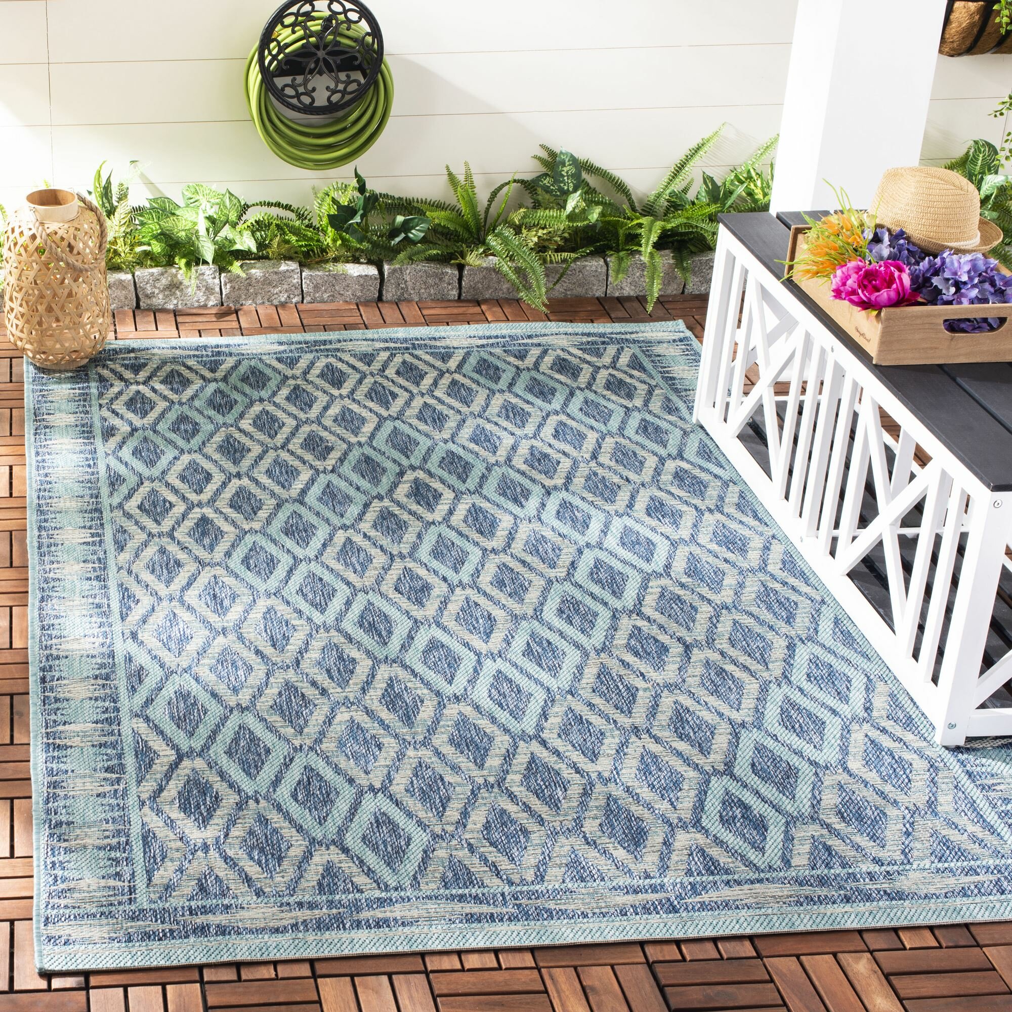 Alegre Bordered Power Loomed Tan Indoor/Outdoor Rug Gracie Oaks Rug Size: Rectangle 6'7 x 9