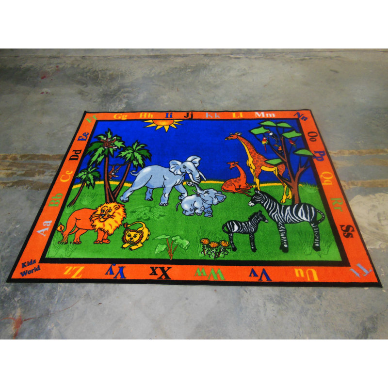 Tapis bleu / vert / orange Precious Babies, Rectangle 6 pi 6 po x 8 pi 4 po