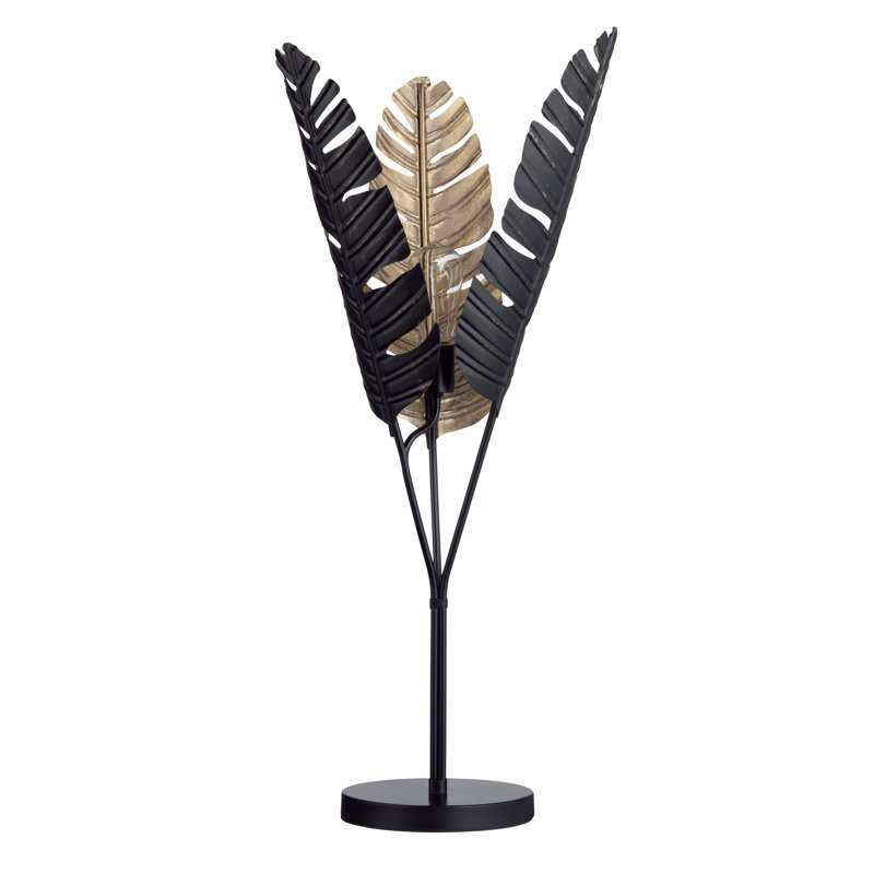 34" Metal Table Lamp With Black Shade