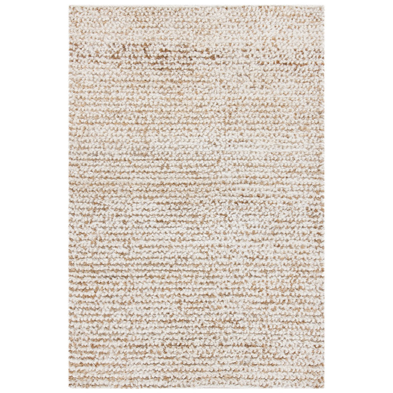 Tapis blanc / beige en acrylique Delane, Rectangle de 10 pi x 14 pi