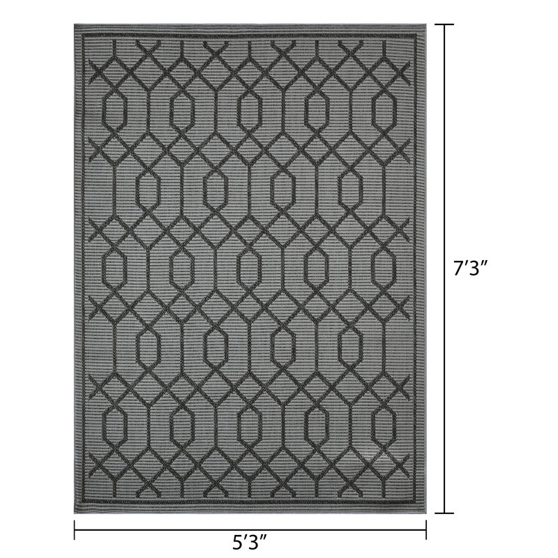 Tapis gris Annie-Jane Chendler, Rectangle 5 pi 3 po x 7 pi 3 po