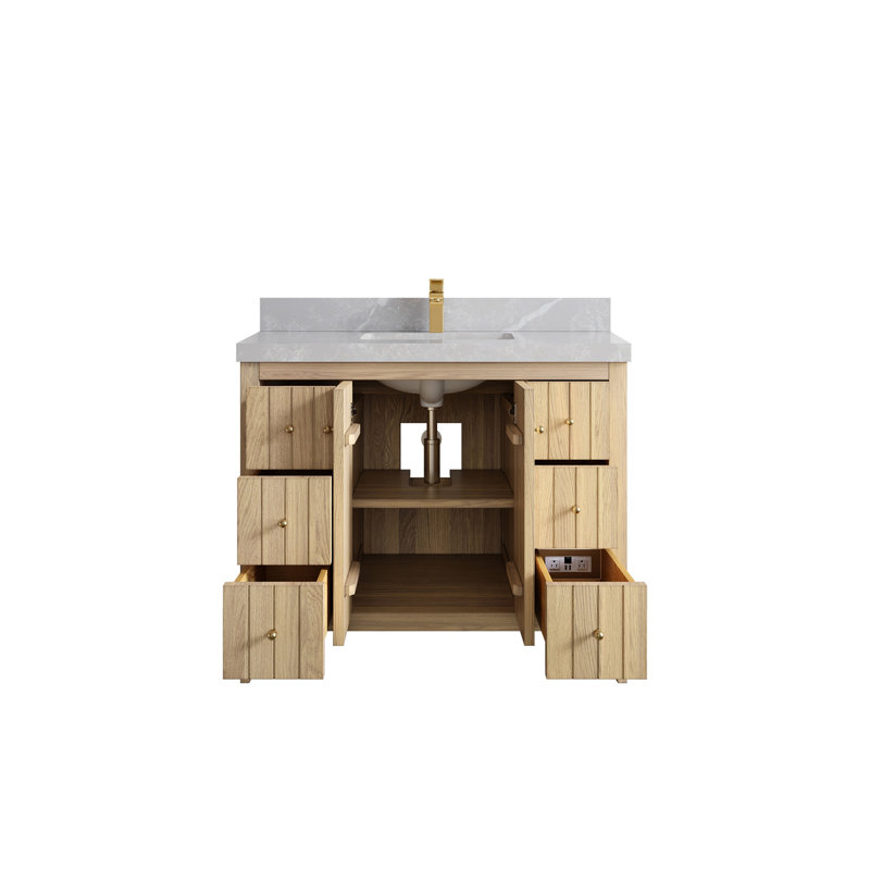 42 po. X P 22 po D Meuble-lavabo simple avec 2 po Quartz gris perle