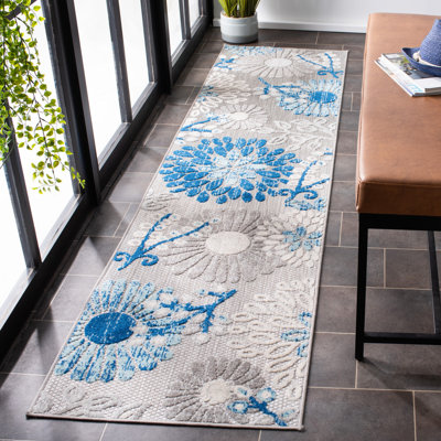 Kellems Indoor/Outdoor Grey/Royal Blue Rug