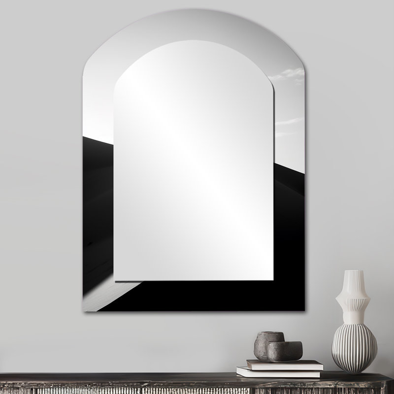 Saharas Silence, photographie II - miroir décoratif arche du désert, miroir mural asymétrique gris, impression d'art en métal