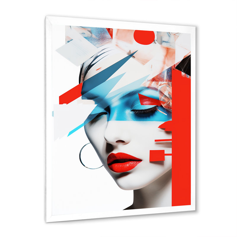 Portrait d'avant-garde - reproduction sur toile, Cadre simple blanc, H 20 po x l 12 po x P 1 po